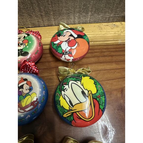 Enesco MICKEY MOUSE UNLIMITED Disney Christmas Ornaments 2-sided 1990s Set Of 9 - Picture 4 of 7